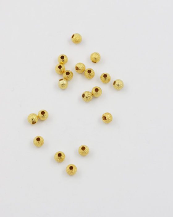 Sand jet round metal bead 4mm gold