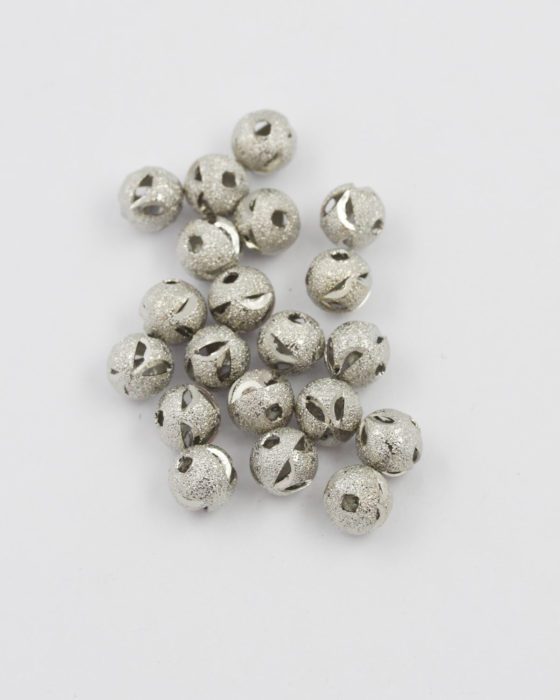 Cut out leaf round metal bead 8mm antique silver