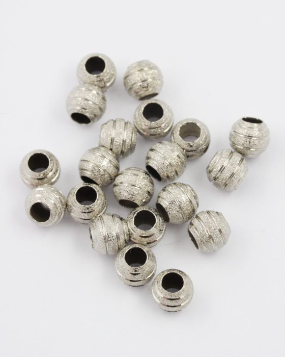 Circular design round metal bead 10mm antique silver