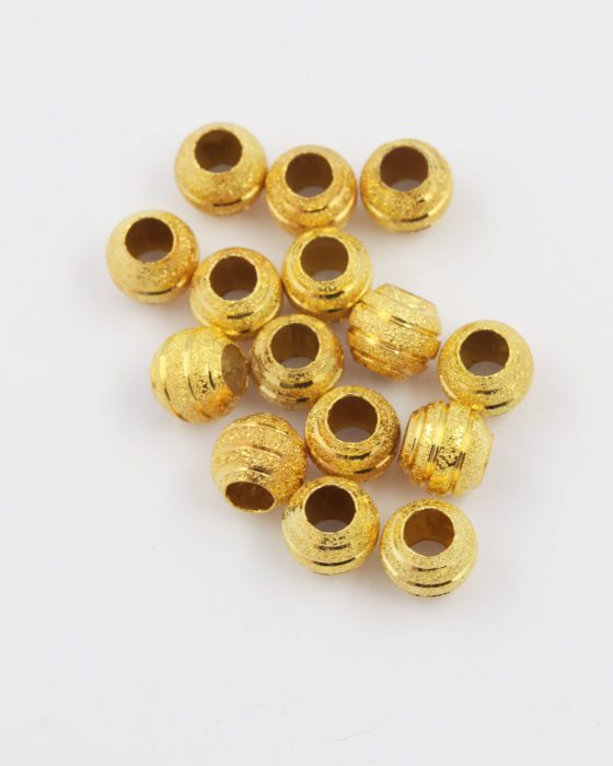 Circular design round metal bead 10mm gold