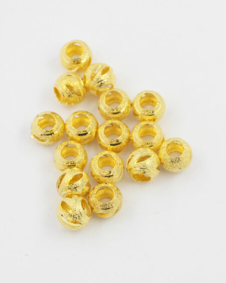 diagonal cut out metal round bead 10mm gold