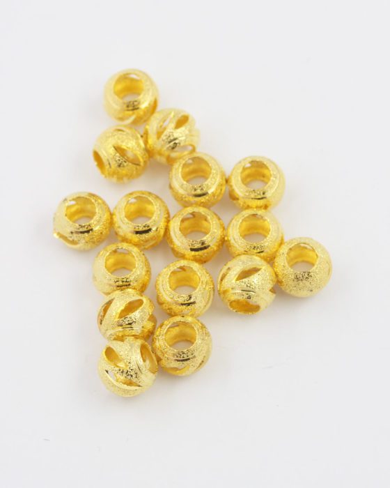 diagonal cut out metal round bead 10mm gold
