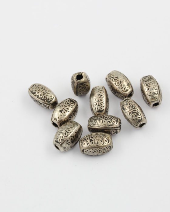 Square oval brass bead antique silver