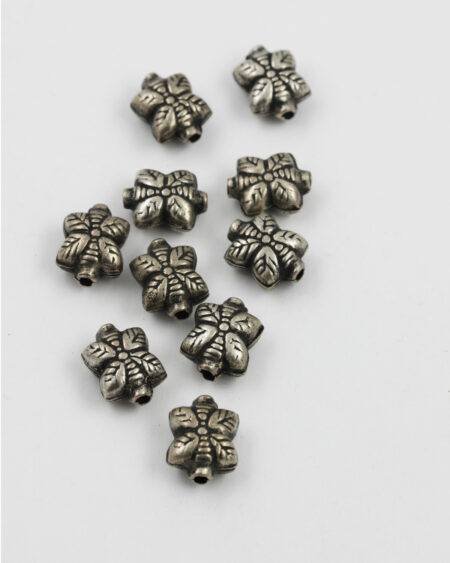 square leaf shape bead antique silver