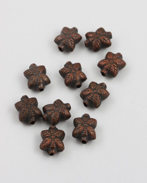 square leaf shape bead antique copper