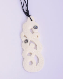 manaia bone pendant with sliding cord