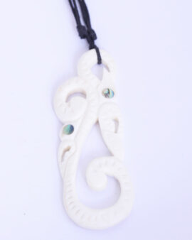 manaia bone pendant with sliding cord