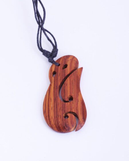 Wooden Fish Hook Pendant with spiral