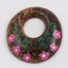 wooden pendant with pink flowers