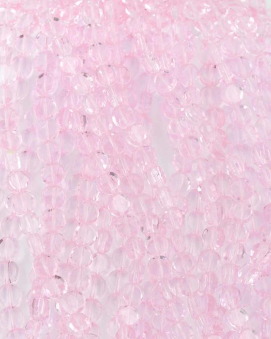Flat round crystal bead pink