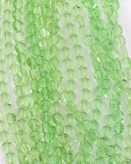 Flat round crystal bead green