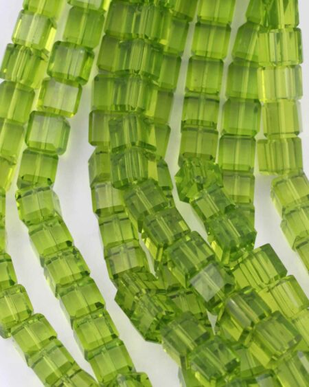 Hand cut crystal cube 12mm lime
