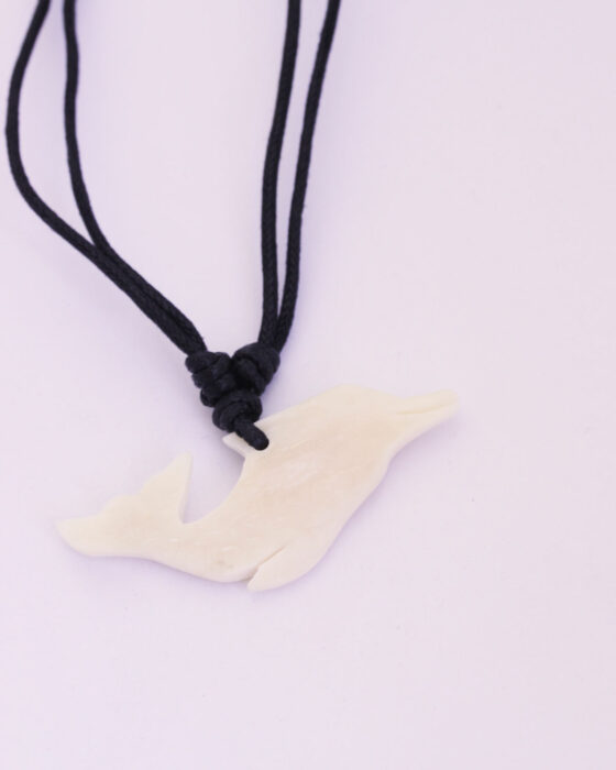 Dolphin bone pendant with sliding cord