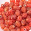 Handmade round creases glass beads 8-9mm Red Orange