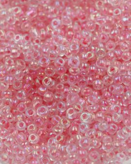 Two colours seed beads size 11 Clear Pink lined