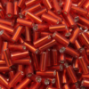 Bugle Beads 6 mm Red Silver Lined