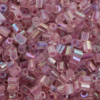 Transparent Bugle Beads approx. 2 mm Old Pink Iridescent