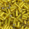 Bugle Beads 6 mm Yellow Silver Lined