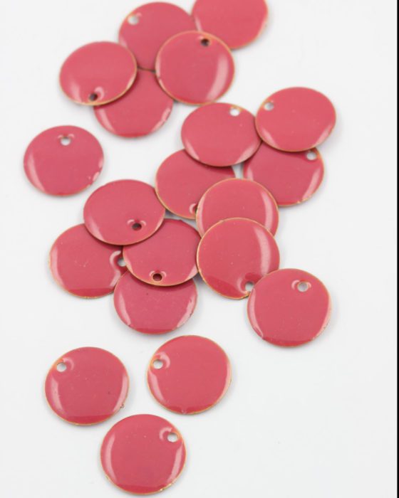 round enamelled charm 15mm pink