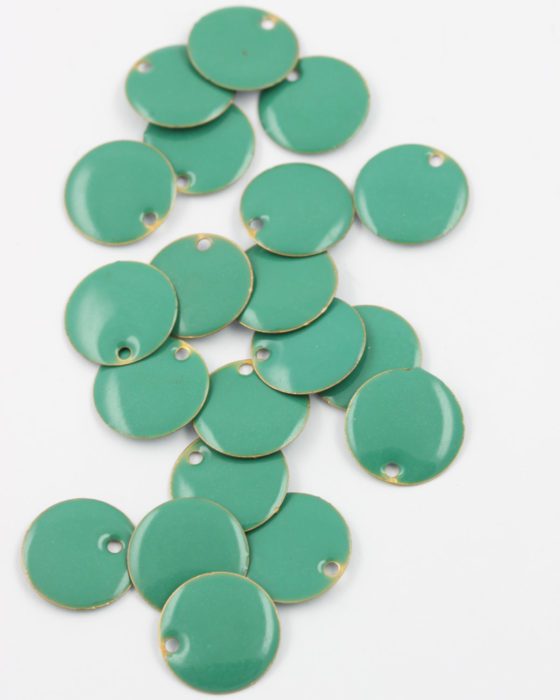round enamelled charm 15mm green