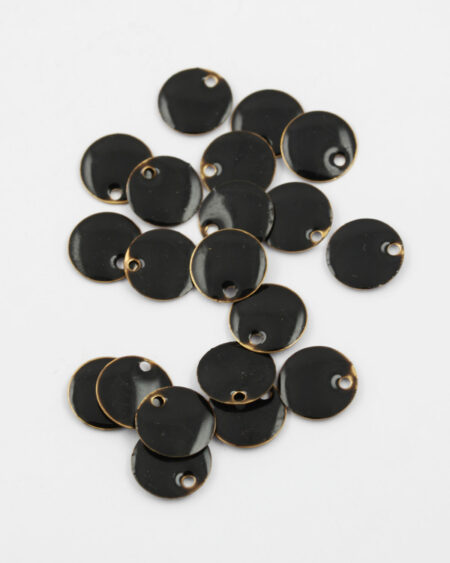 round enamelled charm 12mm black