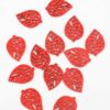 Laser cut wood leaf small pendant red