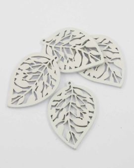 Laser cut wood leaf pendant white