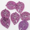 Laser cut wood leaf pendant purple