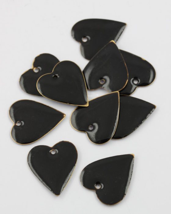 Heart enamelled charm 25mm black