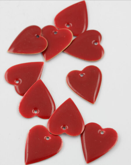 Heart enamelled charm 25mm red