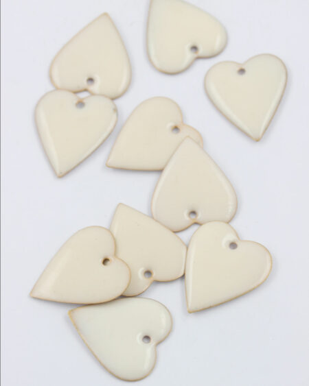 Heart enamelled charm 25mm white