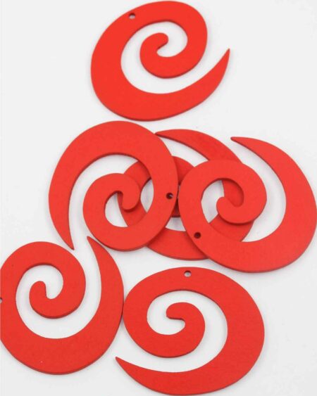 Laser cut wood koru pendant red