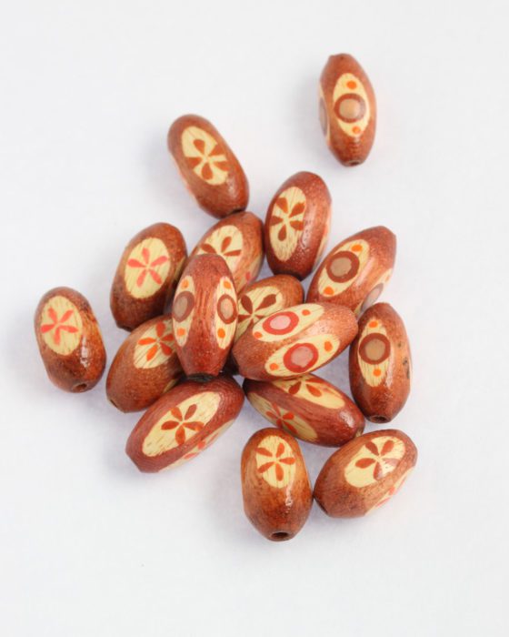 oval wooden bead orange