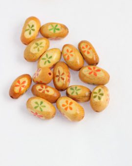 oval wooden bead yellow