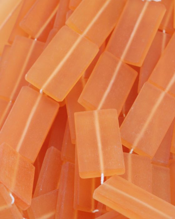 rectangle frosted resin bead 43x25mm orange