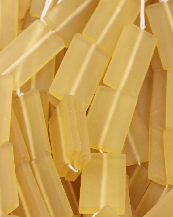 rectangle frosted resin bead 43x25mm yellow