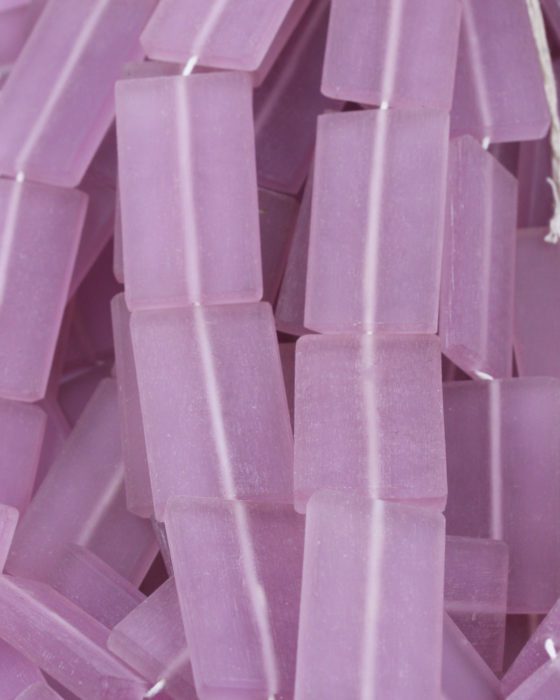 rectangle frosted resin bead 43x25mm violet
