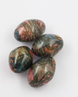 wrapped wooden bead bicone blue pink