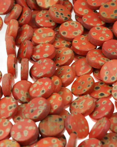 wooden coin beads orange