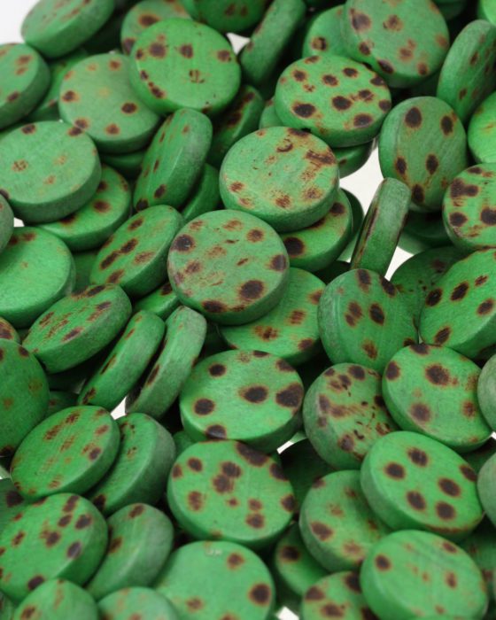 wooden coin beads lime
