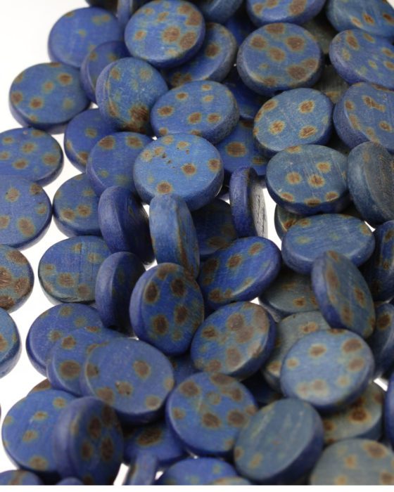 wooden coin beads royal blue