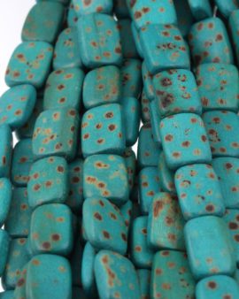 flat rectangle wood beads turquoise