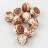 Flower Lace Painted On Wooden Beads 25mm tan