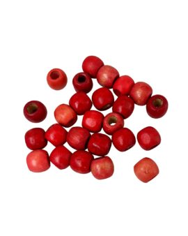 Wooden barrel beads Red