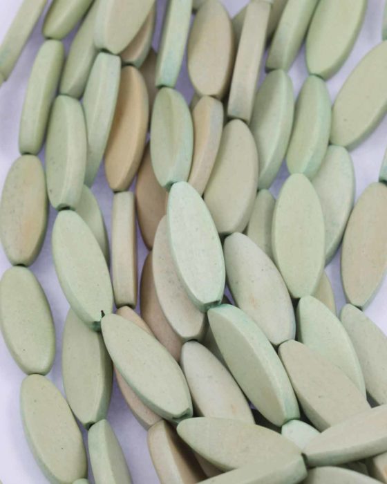 Flat oval wooden bead light green