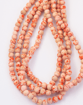 pink Wooden round beads 8mm splattered orange