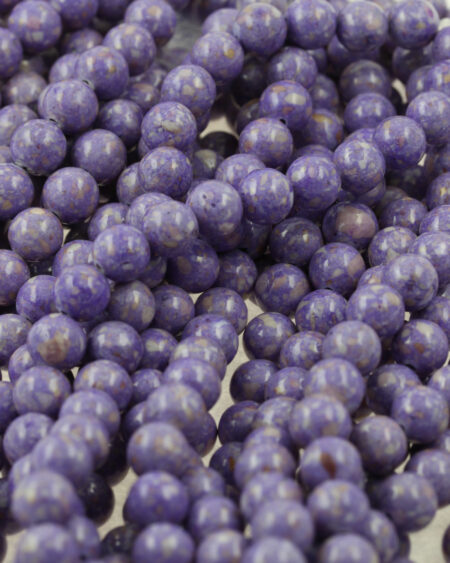 Fossil stone beads violet 8mm