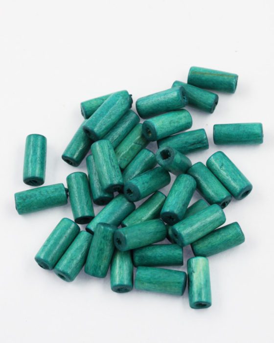 wood cylinder beads turquoise