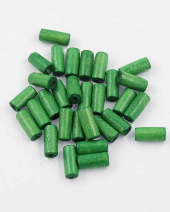 wood cylinder beads green