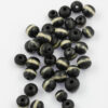 wood round bead 8mm black with white line